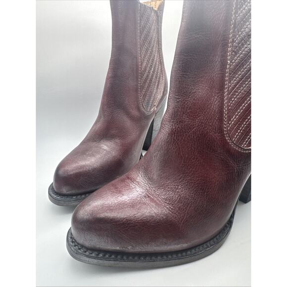 Bed Stu Insight Distressed Leather Cobbler Stacked Heel Boots Women's Size 7 - Picture 2 of 9